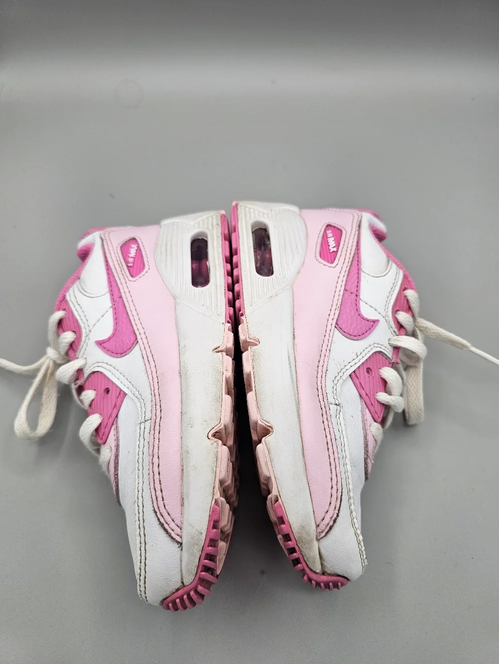 Nike Air Max 90 Girls 12c Shoes Hot Pink Baby White‎ Leather Sneakers Kids Youth